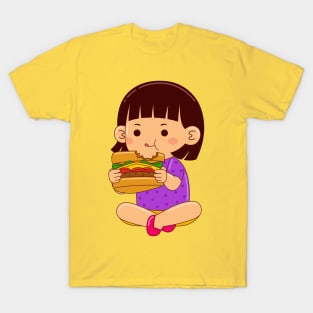 girl kids eating sandwich T-Shirt